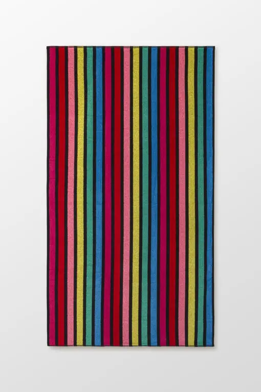 toalla de playa a rayas multicolor
